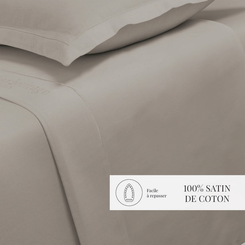 Uni - Drap Plat - Satin De Coton - Taupe 01