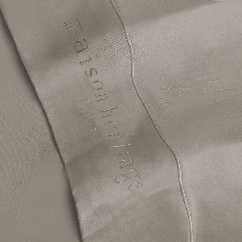 Uni - Ensemble De Draps - Satin De Coton - Taupe 01