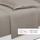 Uni - Ensemble De Draps - Satin De Coton - Taupe 01
