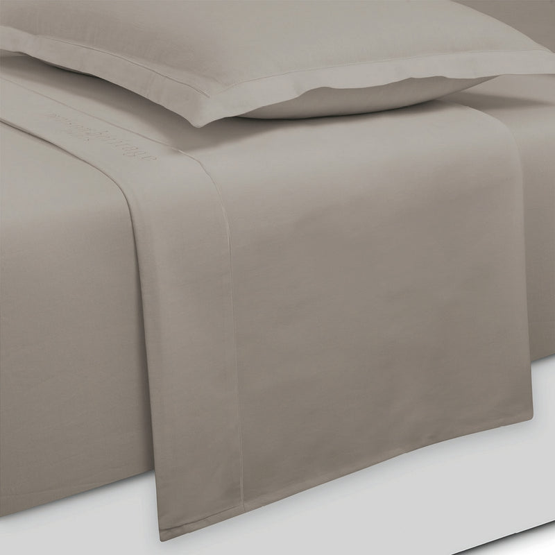 Uni - Ensemble De Draps - Satin De Coton - Taupe 01