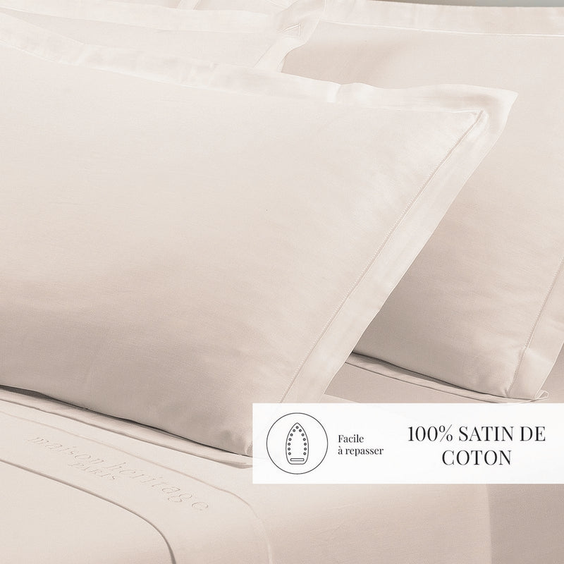 Uni - Taie D'Oreiller - Satin De Coton - Taupe 05