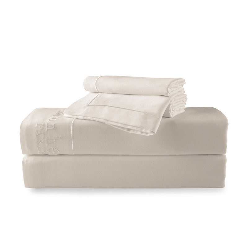 Uni - Ensemble De Draps - Satin De Coton - Taupe 05