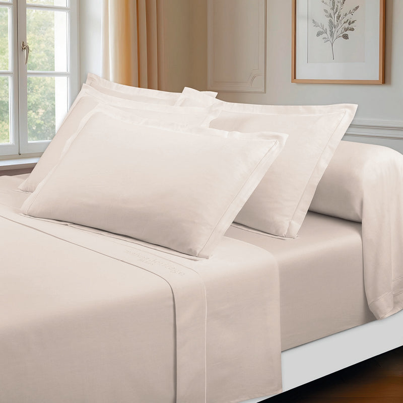 Uni - Ensemble De Draps - Satin De Coton - Taupe 05