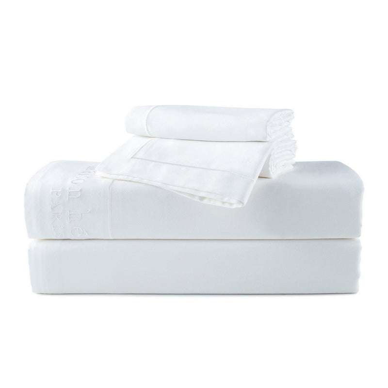 Uni - Ensemble De Draps - Satin De Coton - Blanc 01