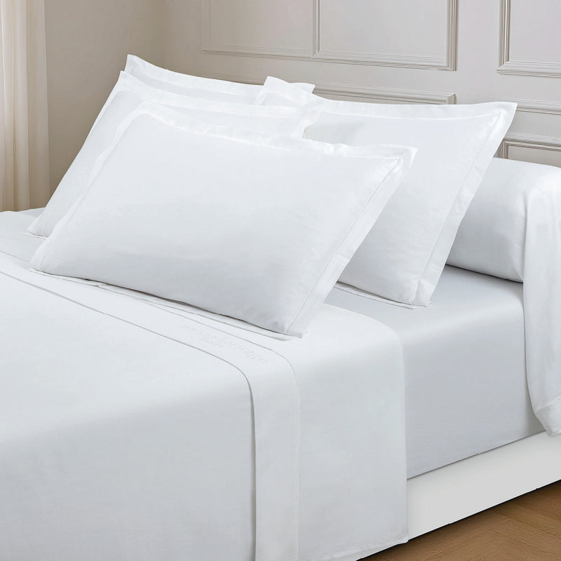 Uni - Ensemble De Draps - Satin De Coton - Blanc 01