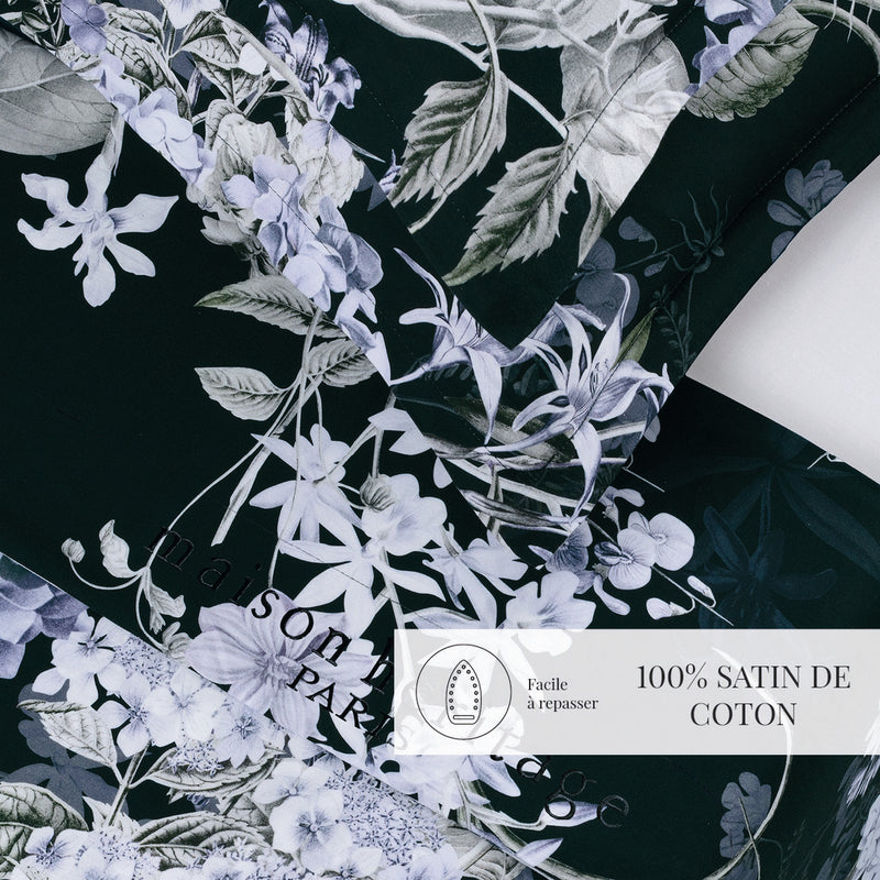 Hortensia - Ensemble De Draps - Satin De Coton - Bleu Foncé