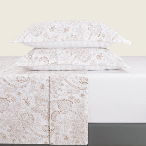 Indienne - Ensemble De Draps - Satin De Coton - Taupe