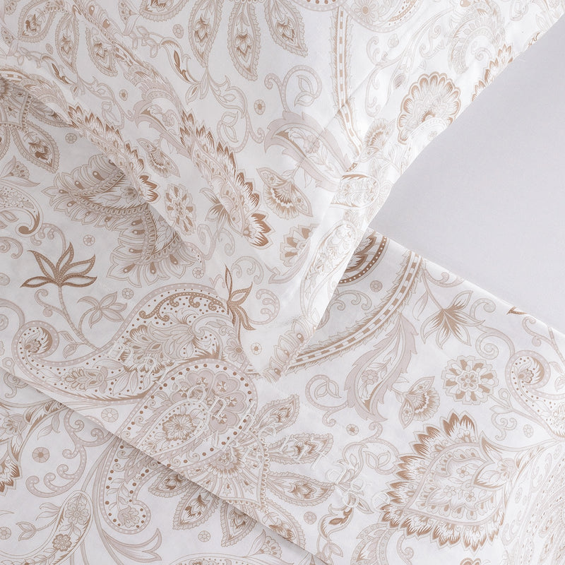 Indienne - Ensemble De Draps - Satin De Coton - Taupe