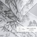 Colibri Floral - Ensemble De Draps - Satin De Coton - Noir Gris