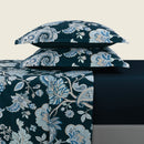 Kashmir - Ensemble De Draps - Satin De Coton - Bleu Foncé