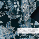 Kashmir - Ensemble De Draps - Satin De Coton - Bleu Foncé