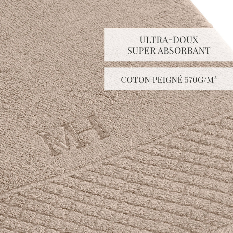 Eden - Ensemble Complet De Linge De Bain - Coton Peigné Lt - Taupe