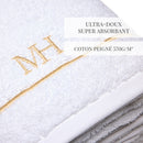 John - Drap De Bain Coton Peigné - Or / Blanc