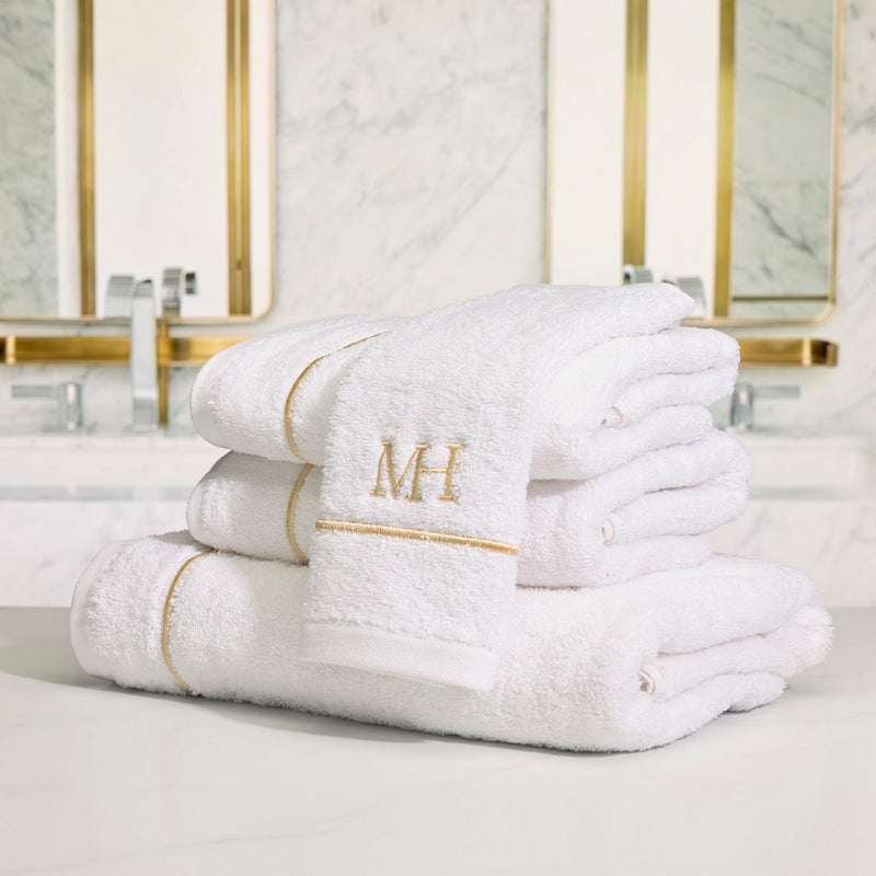John - Drap De Bain Coton Peigné - Or / Blanc