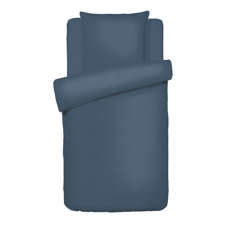 Uni - Housse De Couette + Taie D'Oreiller Gaze De Coton - Blue 14