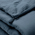 Uni - Édredon Avec Glands Gaze De Coton - Blue 14