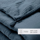 Uni - Édredon Avec Glands Gaze De Coton - Blue 14
