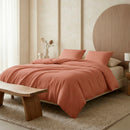 Uni - Housse De Couette + Taie D'Oreiller Gaze De Coton - Terracotta 02