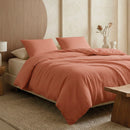 Uni - Housse De Couette + Taie D'Oreiller Gaze De Coton - Terracotta 02