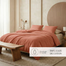 Uni - Taie D'Oreiller Gaze De Coton - Terracotta 02