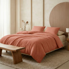 Uni - Taie De Traversin Gaze De Coton - Terracotta 02