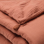 Uni - Édredon Avec Glands Gaze De Coton - Terracotta 02