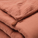 Uni - Édredon Avec Glands Gaze De Coton - Terracotta 02