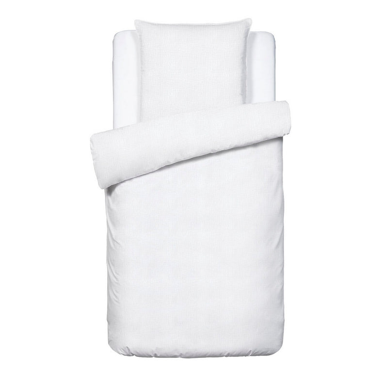 Uni - Housse De Couette + Taie D'Oreiller Gaze De Coton - Blanc 02