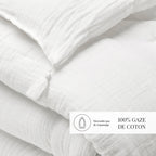 Uni - Édredon Avec Glands Gaze De Coton - Blanc 02