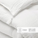 Uni - Édredon Avec Glands Gaze De Coton - Blanc 02