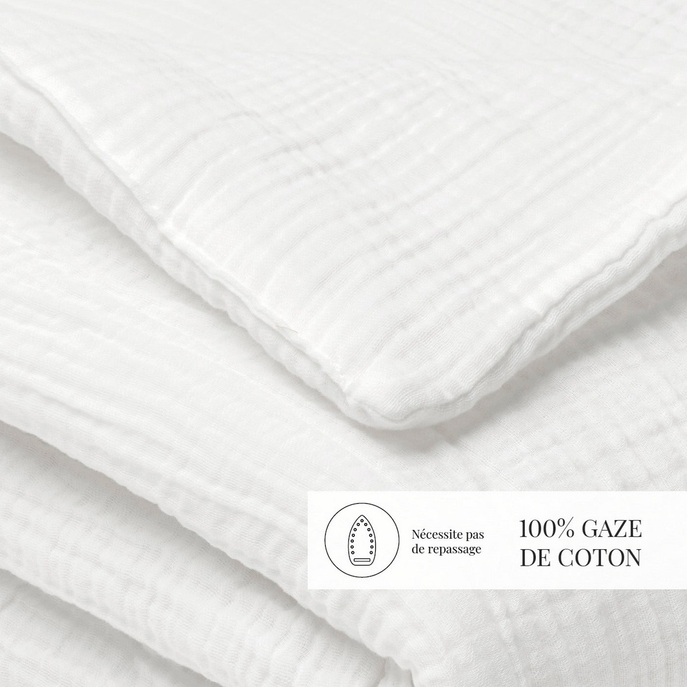 Uni - Couverture Gaze De Coton - Blanc 02