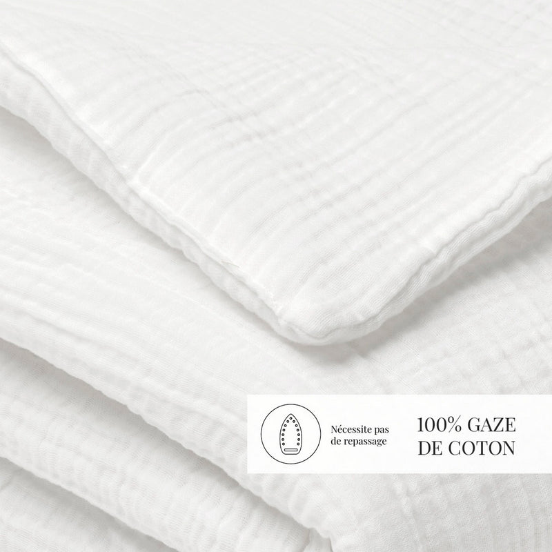 Uni - Couverture Gaze De Coton - Blanc 02