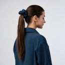 Vespera - Large Chouchou En Soie - Bleu Marine