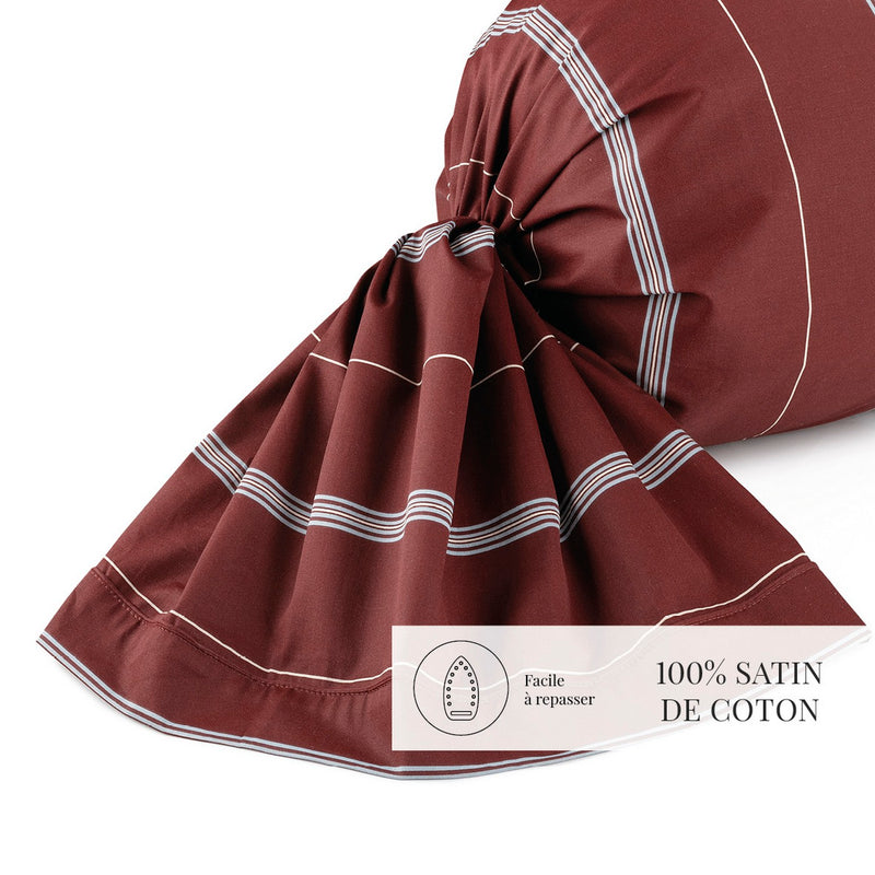 Lioré - Taie De Traversin - Satin De Coton - Bordeaux