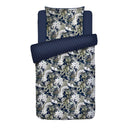 Jardin Orné - Housse De Couette + Taie D'Oreiller - Satin De Coton - Bleu Foncé