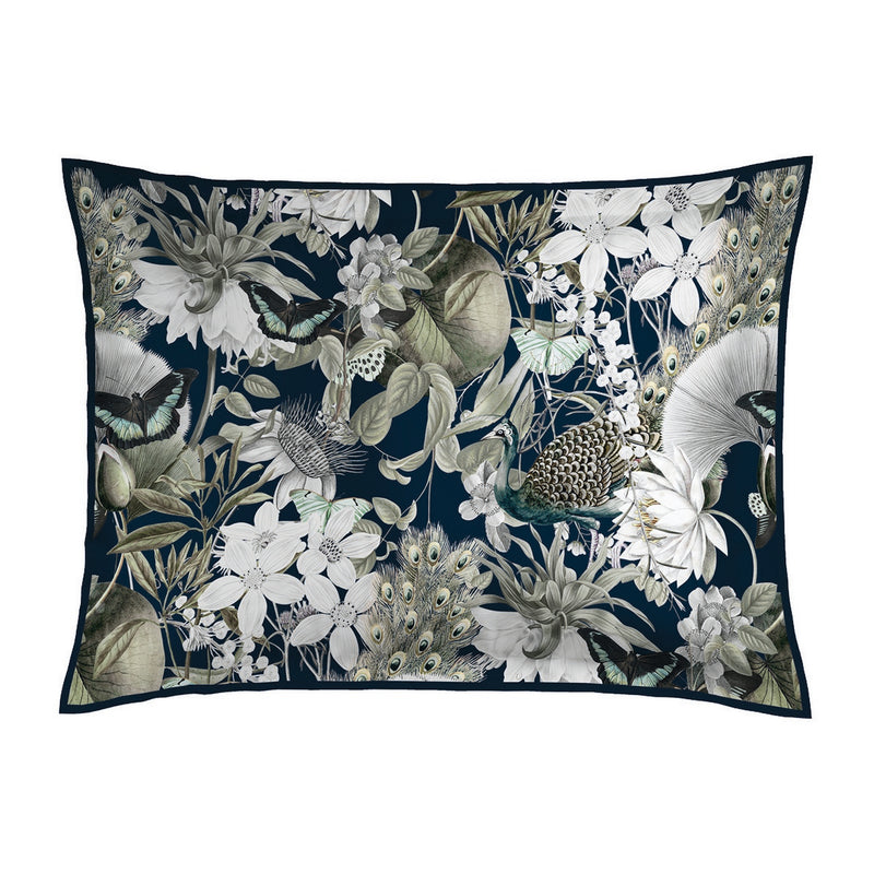 Jardin Orné - Taie D'Oreiller - Satin De Coton - Blue 11