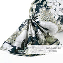 Jardin Orné - Taie De Traversin - Satin De Coton - Bleu Foncé