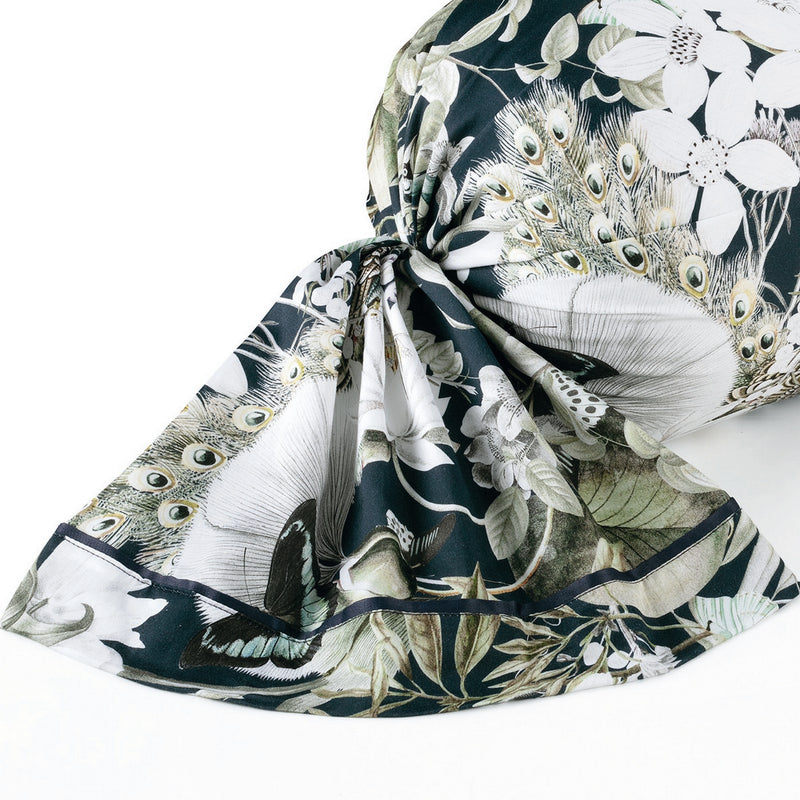 Jardin Orné - Taie De Traversin - Satin De Coton - Bleu Foncé