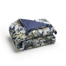 Jardin Orné - Édredon Avec Glands - Satin De Coton - Bleu Foncé