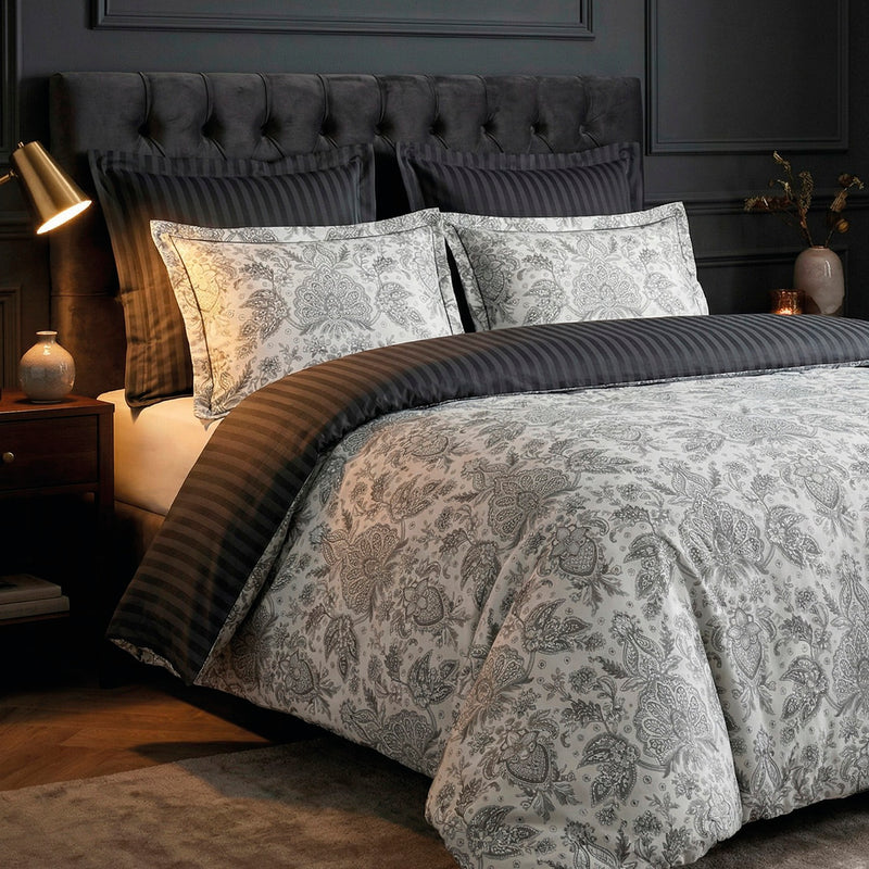 Fleur De Prestige - Housse De Couette + Taie D'Oreiller - Satin De Coton - Beige
