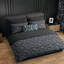 Toile Damassée - Housse De Couette + Taie D'Oreiller - Satin De Coton - Noir