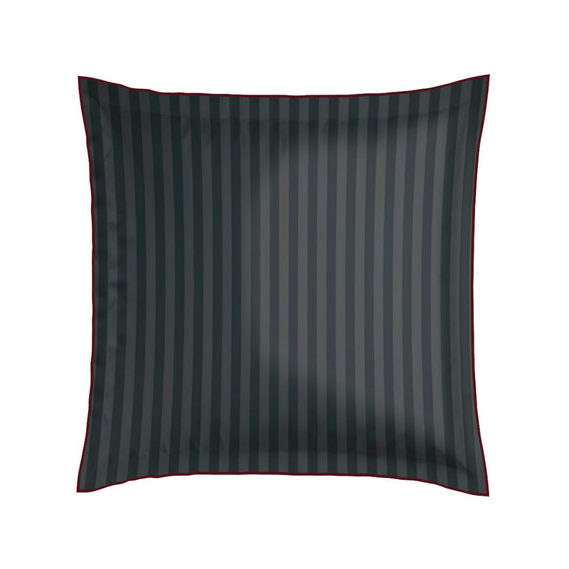 Toile Damassée - Taie D'Oreiller - Satin De Coton - Noir