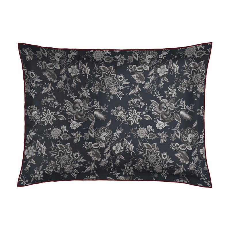 Toile Damassée - Taie D'Oreiller - Satin De Coton - Noir