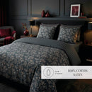 Toile Damassée - Taie D'Oreiller - Satin De Coton - Noir
