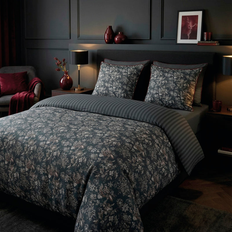 Toile Damassée - Taie D'Oreiller - Satin De Coton - Noir