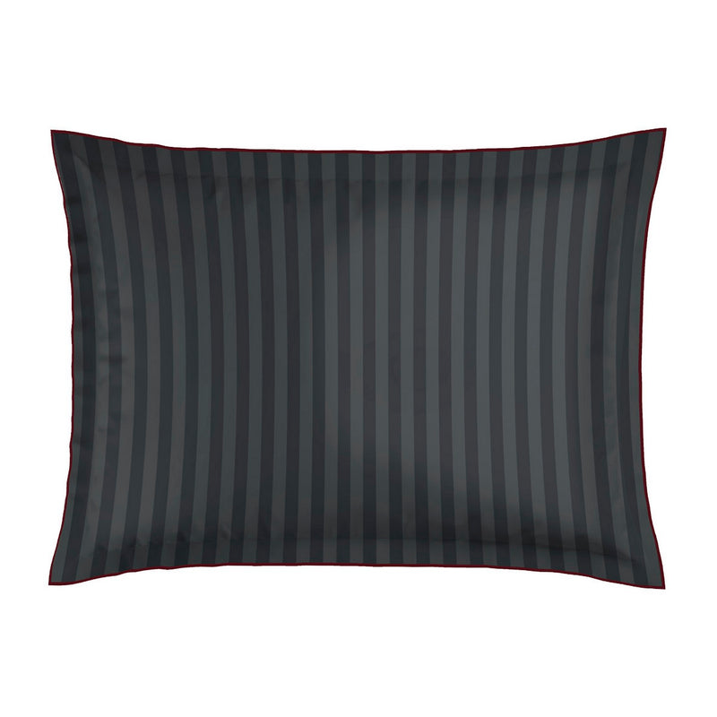 Toile Damassée - Taie D'Oreiller - Satin De Coton - Noir