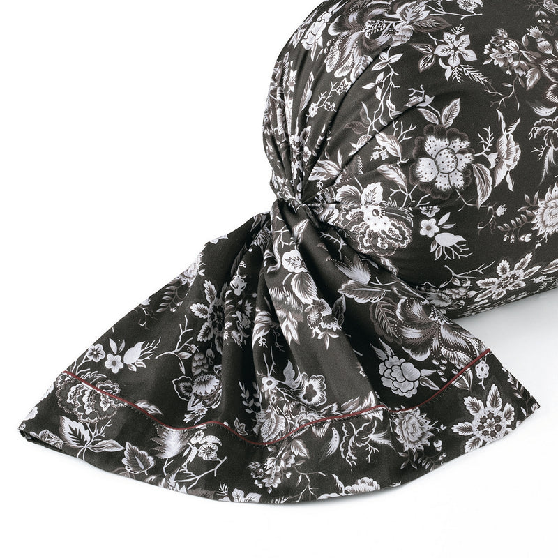 Toile Damassée - Taie De Traversin - Satin De Coton - Noir