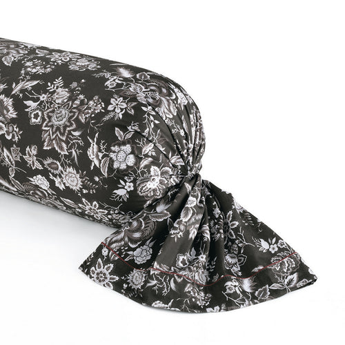 Toile Damassée - Taie De Traversin - Satin De Coton - Noir
