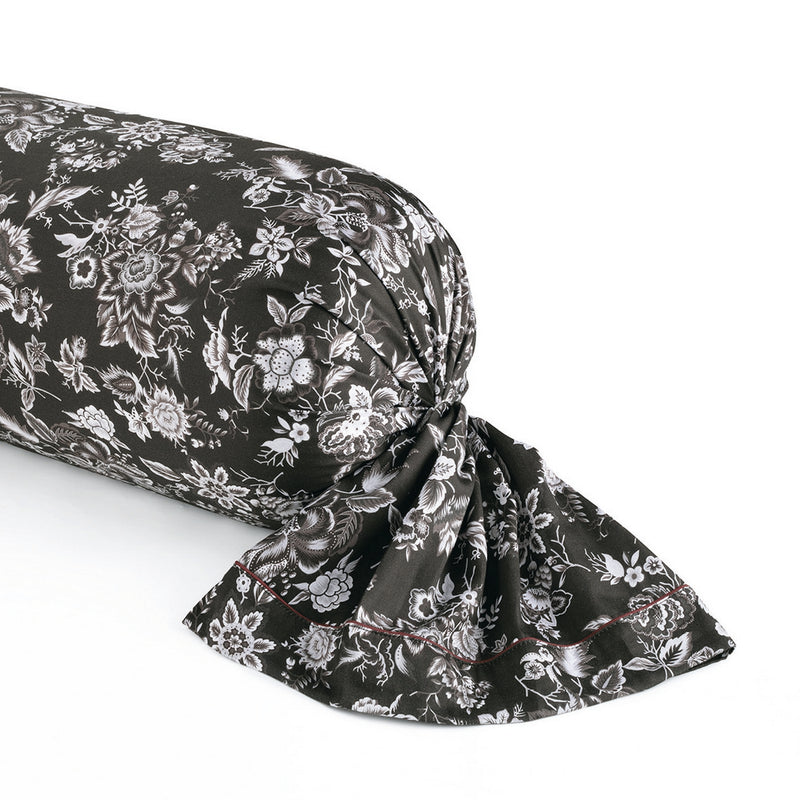 Toile Damassée - Taie De Traversin - Satin De Coton - Noir