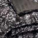 Toile Damassée - Édredon Avec Glands - Satin De Coton - Noir